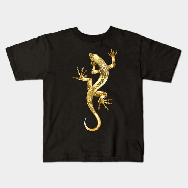 Golden Patterned Lizard Kids T-Shirt by Blackmoon9